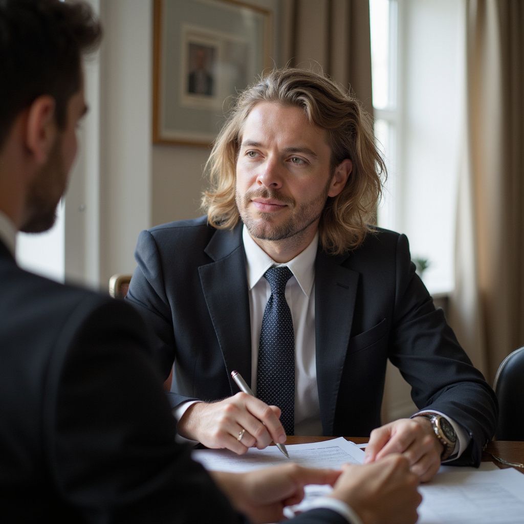 Lawyer in a client consultation