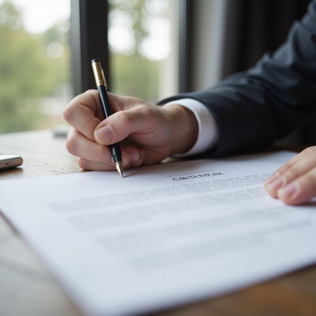 Signing a legal contract
