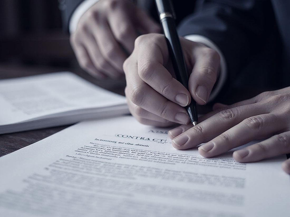 Firma de un contrato legal sobre el escritorio